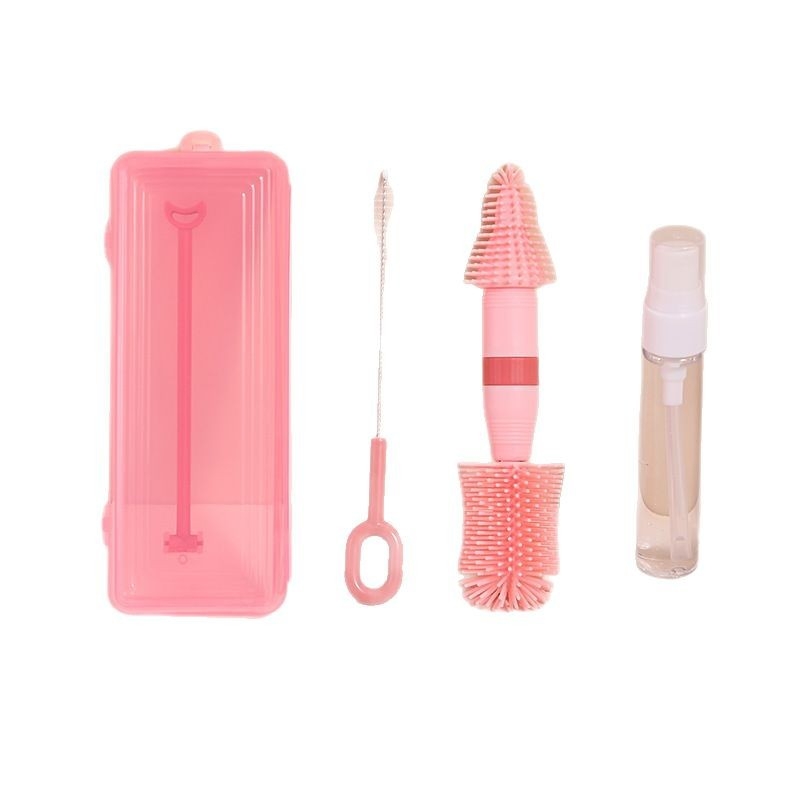 Kūdikių silikoninis nešiojamas buteliukų šepetėlių laikymo dėžutė, tinkantis kūdikių spenelių šepetėliui valyti ir išleidimo stovui