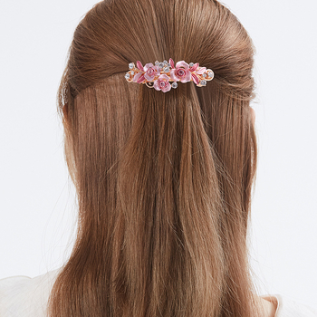 Najpredávanejšia zliatina drahokamu sponka do vlasov Dámska kvetinová sponka do vlasov Maľovanie remeselných starovekých rastlín kvet jarná sponka do vlasov