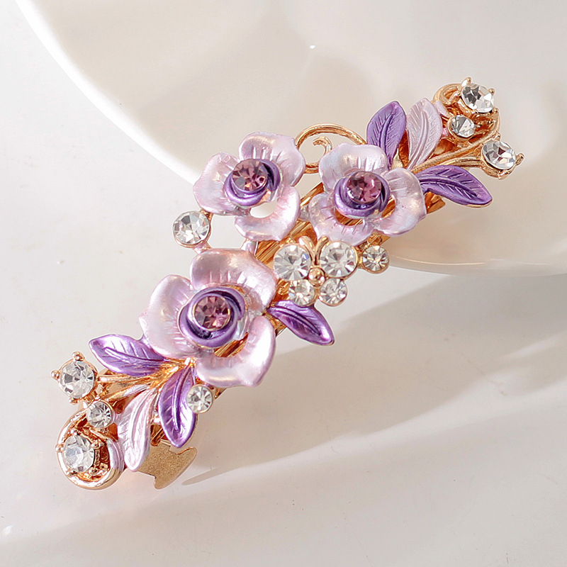 Najpredávanejšia zliatina drahokamu sponka do vlasov Dámska kvetinová sponka do vlasov Maľovanie remeselných starovekých rastlín kvet jarná sponka do vlasov