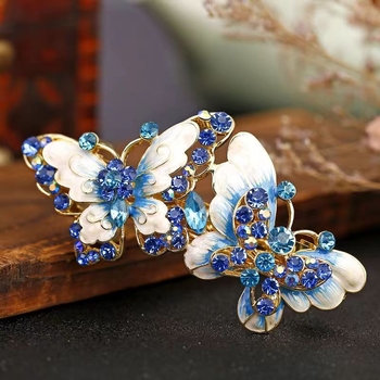 Μεγάλο κράμα φουρκέτας με κλιπ ελατηρίου, vintage φουρκέτα με στρας, κινέζικη πίσω κεφαλή, πλήρες δέσιμο, κλιπ μαλλιών, φουρκέτα