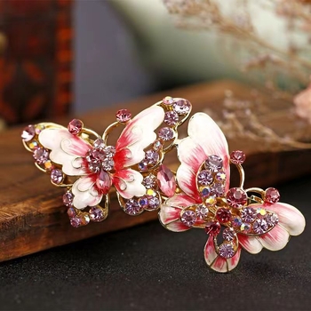 Μεγάλο κράμα φουρκέτας με κλιπ ελατηρίου, vintage φουρκέτα με στρας, κινέζικη πίσω κεφαλή, πλήρες δέσιμο, κλιπ μαλλιών, φουρκέτα