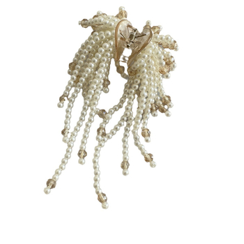 Fairy This Fairy Pearl Tassel Small Grab Light Cover Πολυτελής Φουρκέτα με Μισή Ουρά Ροδακινί, Βαρύ Χειροποίητο Κρύσταλλο Clip Scaret