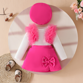 Βρεφικό κοστούμι με μακριά μανίκια, τοπ με δαντέλα και χάντρες, για μωρά 0-3 ετών, για φθινόπωρο και χειμώνα