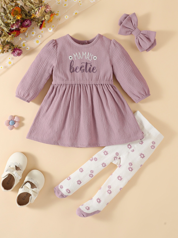Beebi peakatted kevad- ja sügisreisidele, väikese lillelise mustriga pikkade varrukatega seelik, beebitüdrukute retuusid, kolmeosaline komplekt, hulgimüük