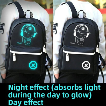 Χονδρικό σακίδιο πλάτης Oxford από ύφασμα για μαθητές γυμνασίου Άνδρες κορεατικού στιλ φωτεινή αντανακλαστική σχολική τσάντα, σακίδιο πλάτης USB για ακουστικά