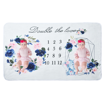 Kaksikute verstapostide fotograafiatekk, flanelltekk raamiga, beebifototekk, beebi kasvu mälestustekk