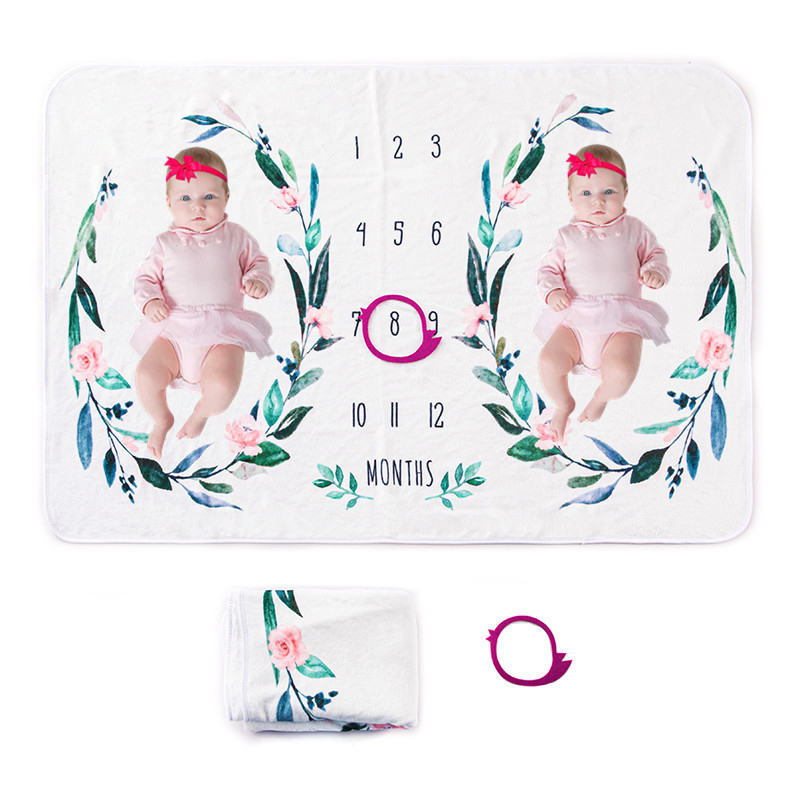 Kaksikute verstapostide fotograafiatekk, flanelltekk raamiga, beebifototekk, beebi kasvu mälestustekk