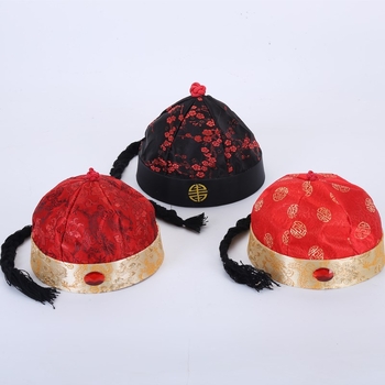 Laste Tang-ülikonna keisrimüts Poisi festivali beebikruusmüts Vana Pekingi kostüüm Siidist ja satiinist Siidmüts Retro stiilis