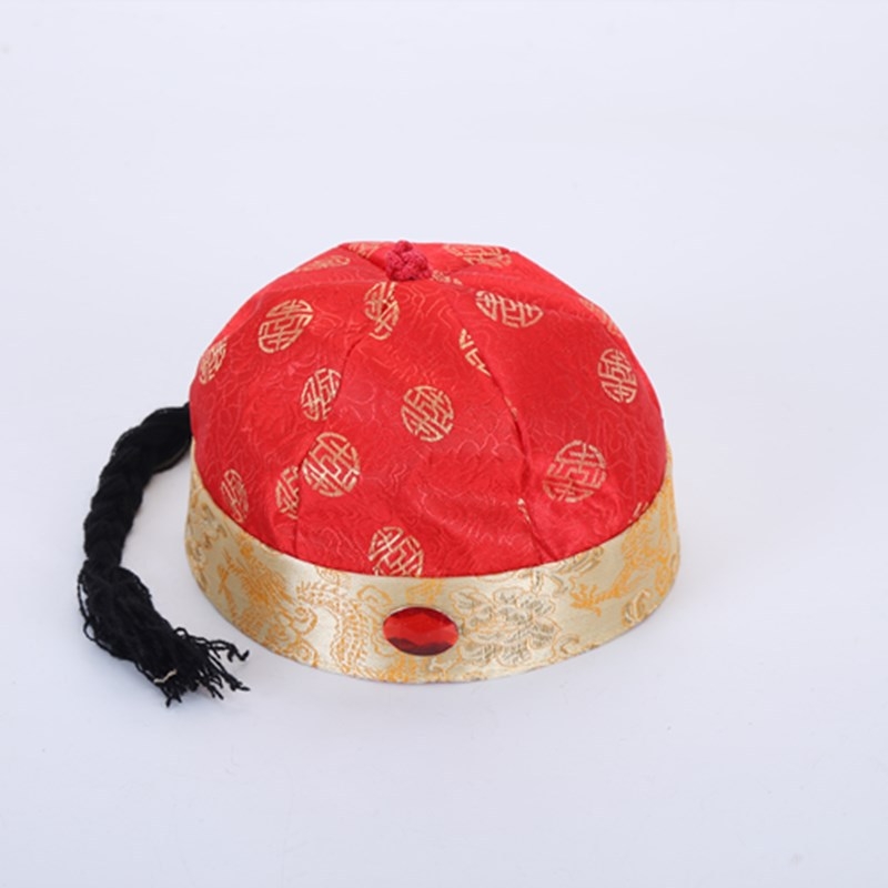Laste Tang-ülikonna keisrimüts Poisi festivali beebikruusmüts Vana Pekingi kostüüm Siidist ja satiinist Siidmüts Retro stiilis
