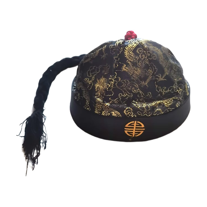 Laste Tang-ülikonna keisrimüts Poisi festivali beebikruusmüts Vana Pekingi kostüüm Siidist ja satiinist Siidmüts Retro stiilis