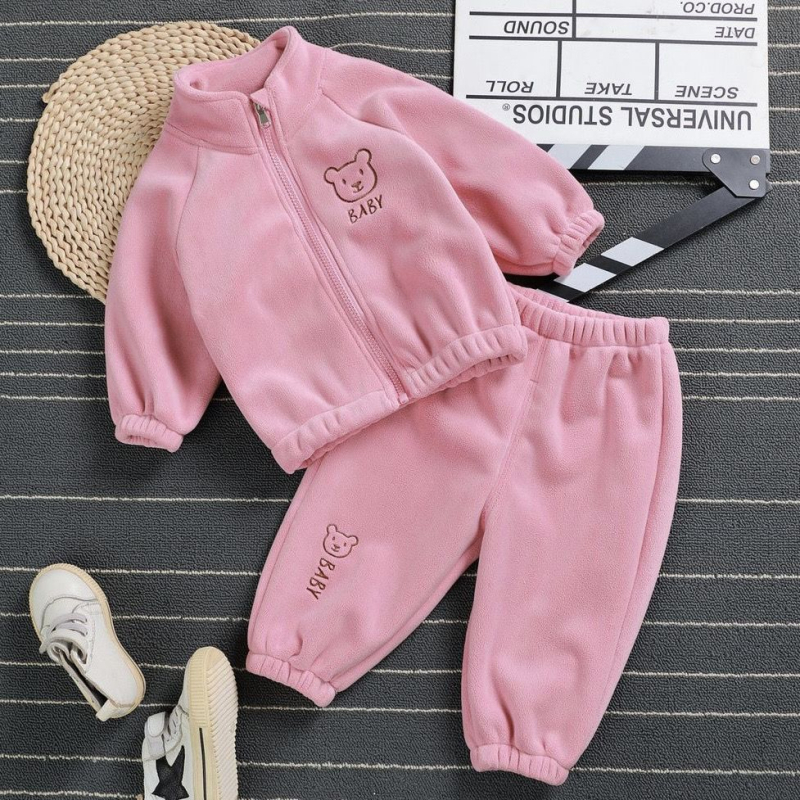 Imikute 2024. aasta uus kahepoolne Ollie sametist laste sügis- ja talvepaks soe kaheosaline komplekt