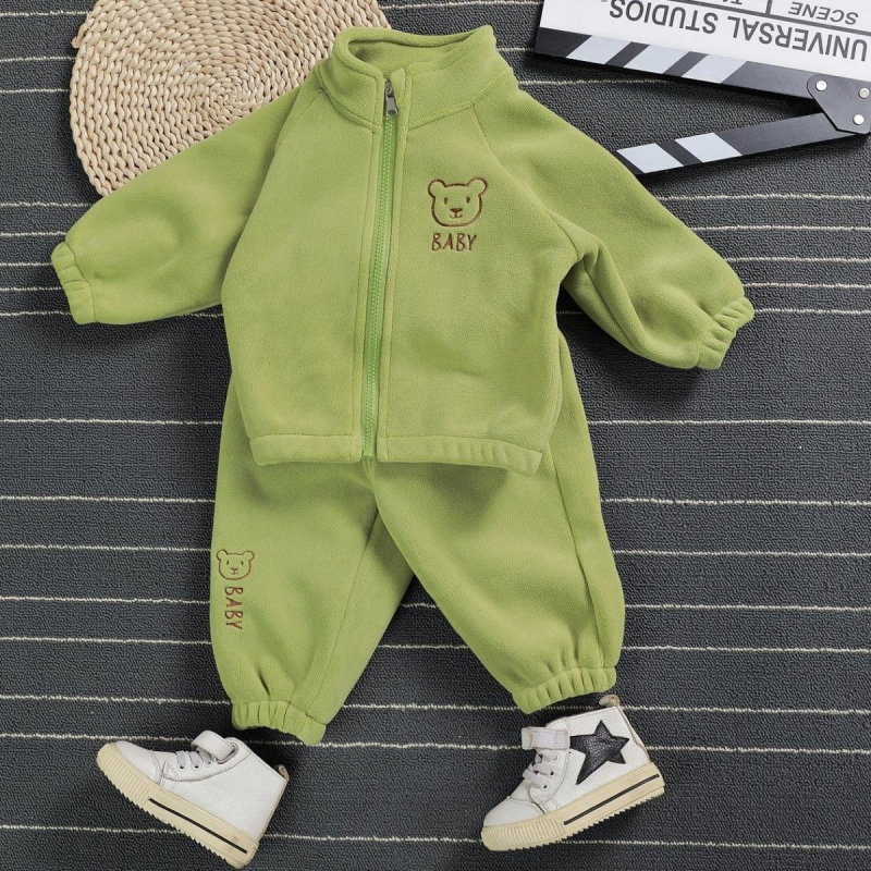 Imikute 2024. aasta uus kahepoolne Ollie sametist laste sügis- ja talvepaks soe kaheosaline komplekt