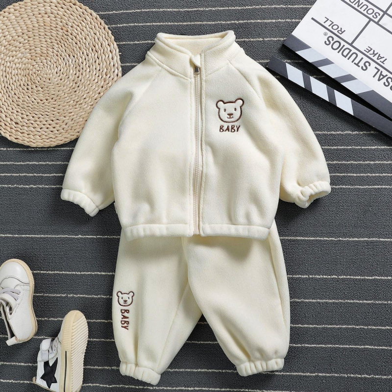 Imikute 2024. aasta uus kahepoolne Ollie sametist laste sügis- ja talvepaks soe kaheosaline komplekt