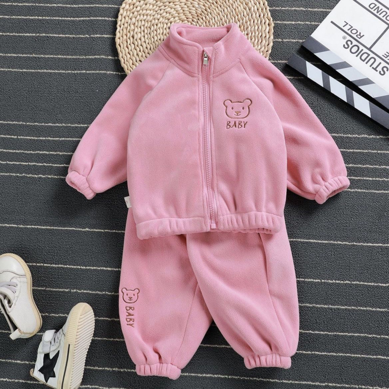 Imikute 2024. aasta uus kahepoolne Ollie sametist laste sügis- ja talvepaks soe kaheosaline komplekt