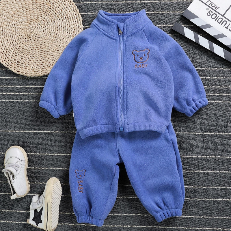 Imikute 2024. aasta uus kahepoolne Ollie sametist laste sügis- ja talvepaks soe kaheosaline komplekt