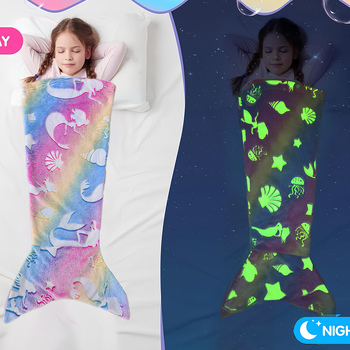 Εργοστασιακή φωτεινή κουβέρτα γοργόνας για παιδιά, κουβέρτα ύπνου για μεσημεριανό διάλειμμα, διασυνοριακή ζεστή κουβέρτα τηλεόρασης για το φθινόπωρο και το χειμώνα, τεμπέλικη κουβέρτα