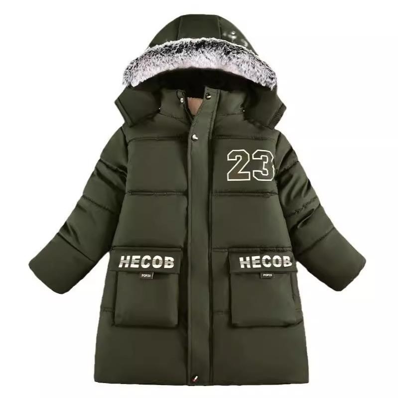 Jachetă pentru băieți, direct din fabrică, mărimea unei haine, căptușită cu fleece, îngroșată, pentru băieți, jachetă lungă de iarnă, căptușită cu bumbac, în stil western