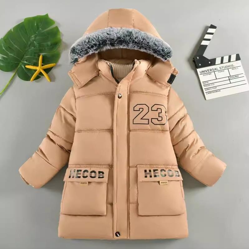 Tvornica, jakna za dječake, veličina kaputa s flis podstavom, zadebljana, zimska jakna za dječake u zapadnjačkom stilu s pamučnom podstavom, duga odjeća s pamučnom podstavom