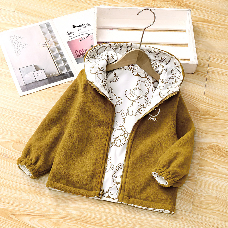 Nova jesenska i zimska jakna s flis podstavom za djecu i stariju djecu, dvostrana topla jakna za dječake i djevojčice od polarnog flisa