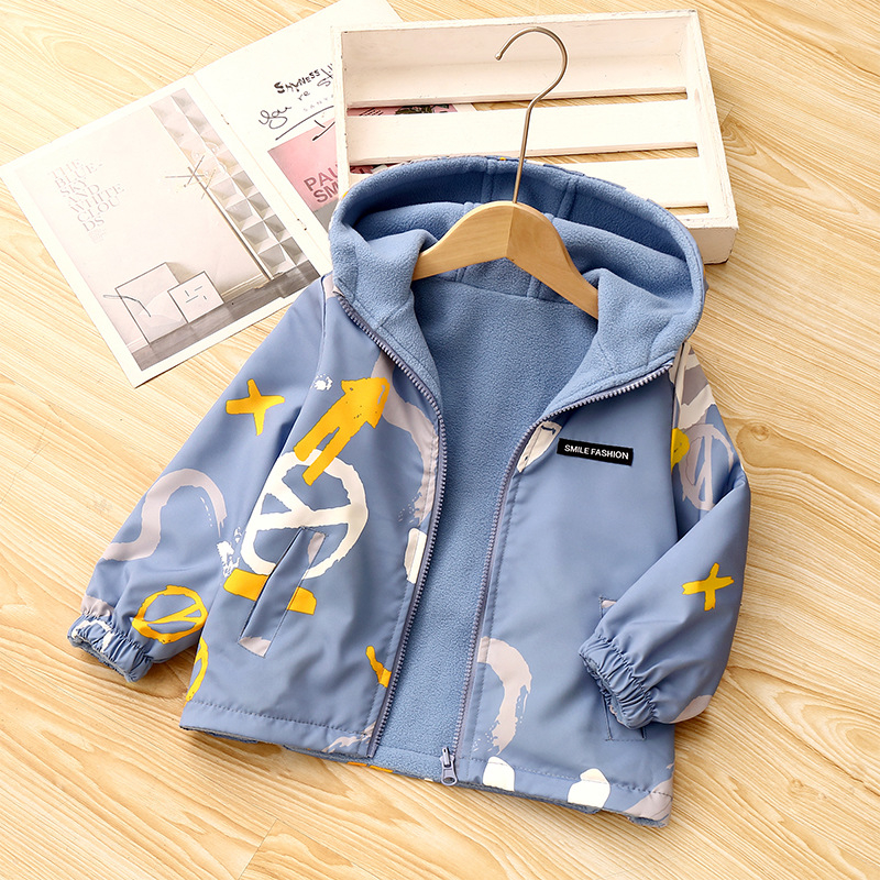 Nova jesenska i zimska jakna s flis podstavom za djecu i stariju djecu, dvostrana topla jakna za dječake i djevojčice od polarnog flisa