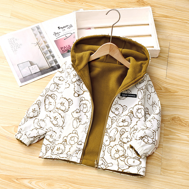 Nova jesenska i zimska jakna s flis podstavom za djecu i stariju djecu, dvostrana topla jakna za dječake i djevojčice od polarnog flisa