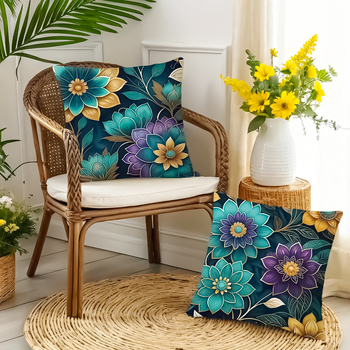 Μαξιλαροθήκη με γεωμετρικά σχέδια σε μποέμικο στυλ, διακοσμητική θήκη μαξιλαριού σε μωβ και γαλαζοπράσινο χρώμα, κάλυμμα μαξιλαριού καναπέ