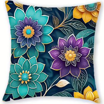 Μαξιλαροθήκη με γεωμετρικά σχέδια σε μποέμικο στυλ, διακοσμητική θήκη μαξιλαριού σε μωβ και γαλαζοπράσινο χρώμα, κάλυμμα μαξιλαριού καναπέ