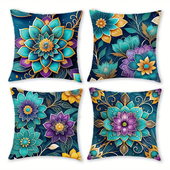 Μαξιλαροθήκη με γεωμετρικά σχέδια σε μποέμικο στυλ, διακοσμητική θήκη μαξιλαριού σε μωβ και γαλαζοπράσινο χρώμα, κάλυμμα μαξιλαριού καναπέ