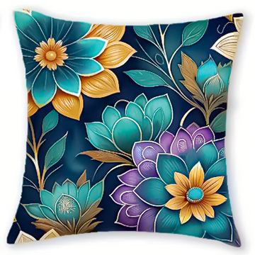 Μαξιλαροθήκη με γεωμετρικά σχέδια σε μποέμικο στυλ, διακοσμητική θήκη μαξιλαριού σε μωβ και γαλαζοπράσινο χρώμα, κάλυμμα μαξιλαριού καναπέ