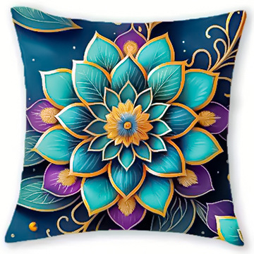 Μαξιλαροθήκη με γεωμετρικά σχέδια σε μποέμικο στυλ, διακοσμητική θήκη μαξιλαριού σε μωβ και γαλαζοπράσινο χρώμα, κάλυμμα μαξιλαριού καναπέ