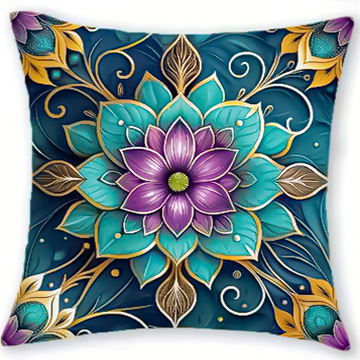 Μαξιλαροθήκη με γεωμετρικά σχέδια σε μποέμικο στυλ, διακοσμητική θήκη μαξιλαριού σε μωβ και γαλαζοπράσινο χρώμα, κάλυμμα μαξιλαριού καναπέ