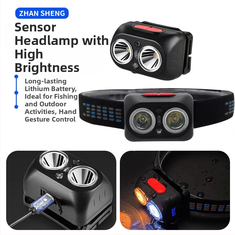 Tugeva valgusega induktsioonpealamp, üliere pea külge kinnitatav, kauakestev liitiumakuga pealamp kalapüügiks, õues uurimiseks, kaevanduslamp, taskulamp