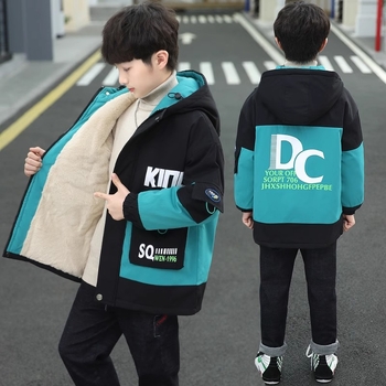 Χειμερινό μπουφάν για αγόρια 2025, νέο μοντέλο για μεγαλύτερα παιδιά, χειμερινό παρκά με επένδυση από φλις και βαμβακερό παλτό από γούνα κουνελιού για αγόρια