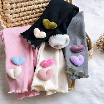 Κοριτσίστικα παντελόνια με φλις επένδυση για το φθινόπωρο και τον χειμώνα, κορεάτικο στυλ, love baby slim one βελούδινα κολάν, παιδικά ρούχα χονδρικής