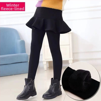 Κολάν για κορίτσια, φθινοπωρινά και χειμωνιάτικα, ψεύτικα παντελόνια δύο τεμαχίων με επένδυση φλις, φθινοπωρινά παντελόνια, παιδικά παντελόνια, χοντρές και μονόχρωμες