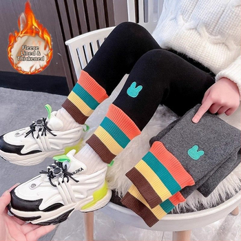 Tüdrukute sügis- ja talveretuusid, soe üleriietus, lääne stiilis, mustad, paksendatud fliisvoodriga, keskmise pikkusega, laste püksid, fliisvoodriga sukkpüksid