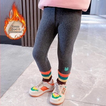 Tüdrukute sügis- ja talveretuusid, soe üleriietus, lääne stiilis, mustad, paksendatud fliisvoodriga, keskmise pikkusega, laste püksid, fliisvoodriga sukkpüksid