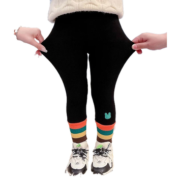 Tüdrukute sügis- ja talveretuusid, soe üleriietus, lääne stiilis, mustad, paksendatud fliisvoodriga, keskmise pikkusega, laste püksid, fliisvoodriga sukkpüksid