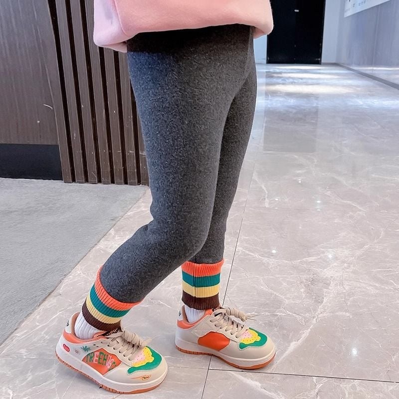 Tüdrukute sügis- ja talveretuusid, soe üleriietus, lääne stiilis, mustad, paksendatud fliisvoodriga, keskmise pikkusega, laste püksid, fliisvoodriga sukkpüksid