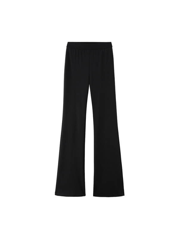 Mustad mikrolaiendatud püksid naistele 2025. aasta sügis elastse salendava välimusega kõrge vöökohaga õhukesed hobuse kabja püksid põrandani ulatuvad vabaajapüksid naistele