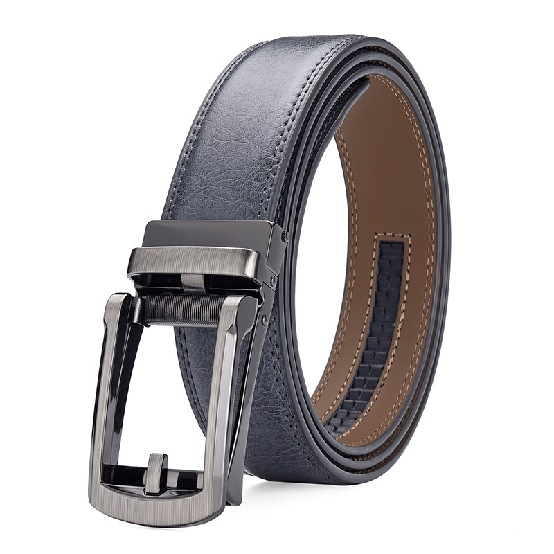 Meeste automaatse pandlaga vöö meeste nahast sinine hall 3,5 cm vabaaja äri meeste pükste vöö väliskaubanduse kuum müük