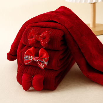 Κολάν για κορίτσια με κόκκινο βελούδο, μεσαίου πάχους, για φθινόπωρο και χειμώνα 2024, για βρέφη, με πυκνό ύφασμα, από βορειοανατολικό βελούδο.