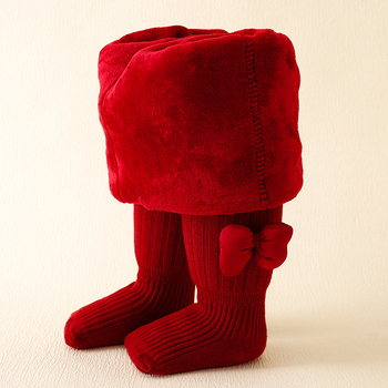 Κολάν για κορίτσια με κόκκινο βελούδο, μεσαίου πάχους, για φθινόπωρο και χειμώνα 2024, για βρέφη, με πυκνό ύφασμα, από βορειοανατολικό βελούδο.