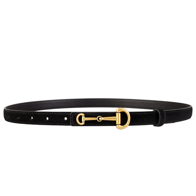 2024. aasta uus nahkvöö, lihtne vabaaja lehma sametist õhuke vöö, hobuserauakujulise pandlaga Jokeri vöö tehase laos