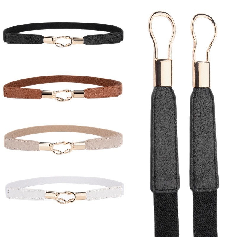 Moodne pandlaga õhuke vöö, naiste dekoratiivne vöö seelikuga, retro elastne kitsas vöö, must