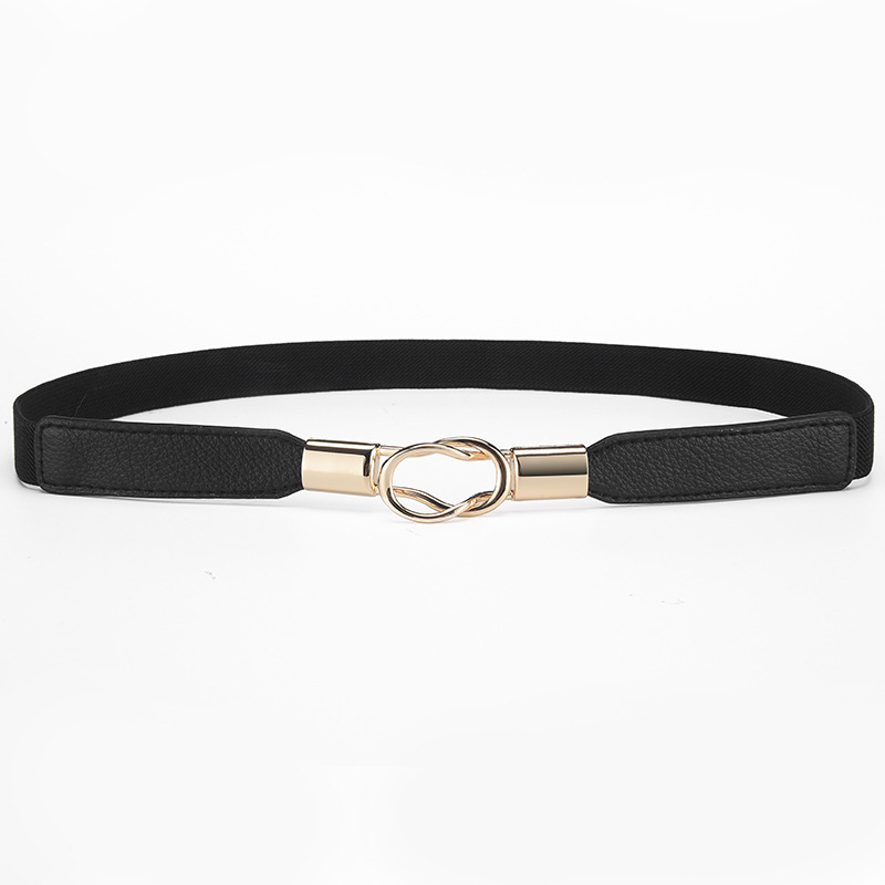 Moodne pandlaga õhuke vöö, naiste dekoratiivne vöö seelikuga, retro elastne kitsas vöö, must