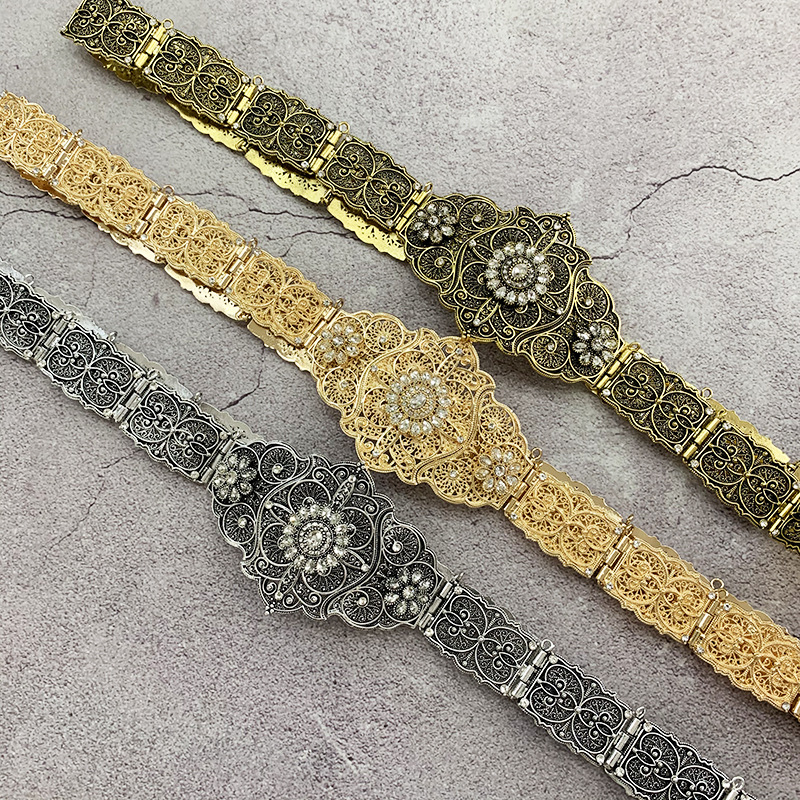 Prekogranični ruski Gaogao etnički pojas za ogrtače, ženski pojas s umetnutim kamenčićima, ukras za vjenčanje u struku