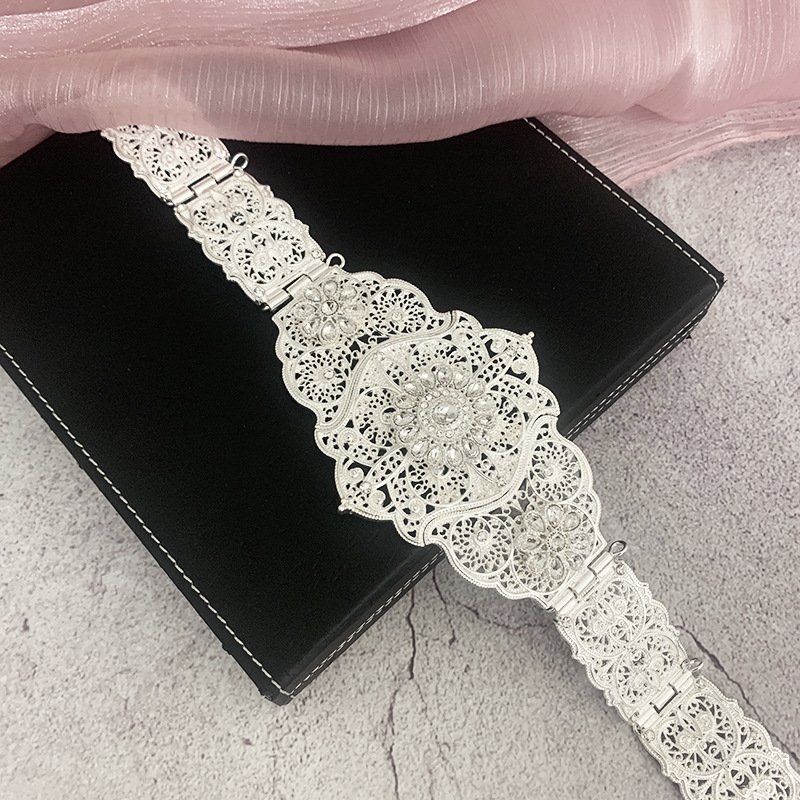 Prekogranični ruski Gaogao etnički pojas za ogrtače, ženski pojas s umetnutim kamenčićima, ukras za vjenčanje u struku