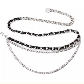 Piiriülene Euroopa ja Ameerika kahekihiline ketiga vöö, naiste kleit, moodne universaalne metallist vööketiga dekoratiivne kampsun, ülikonna aksessuaarid