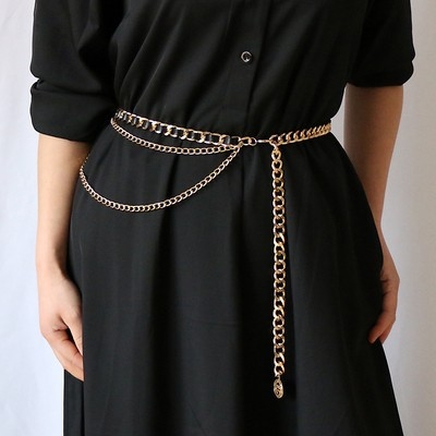 Piiriülene Euroopa ja Ameerika kahekihiline ketiga vöö, naiste kleit, moodne universaalne metallist vööketiga dekoratiivne kampsun, ülikonna aksessuaarid